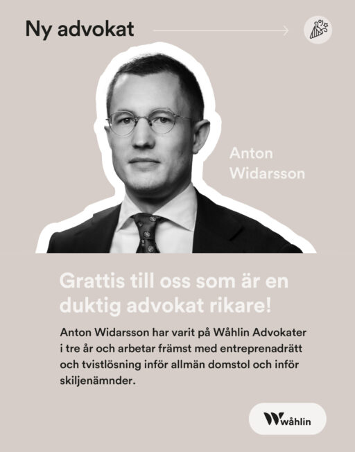 Anton Widarsson, Wåhlin Advokater