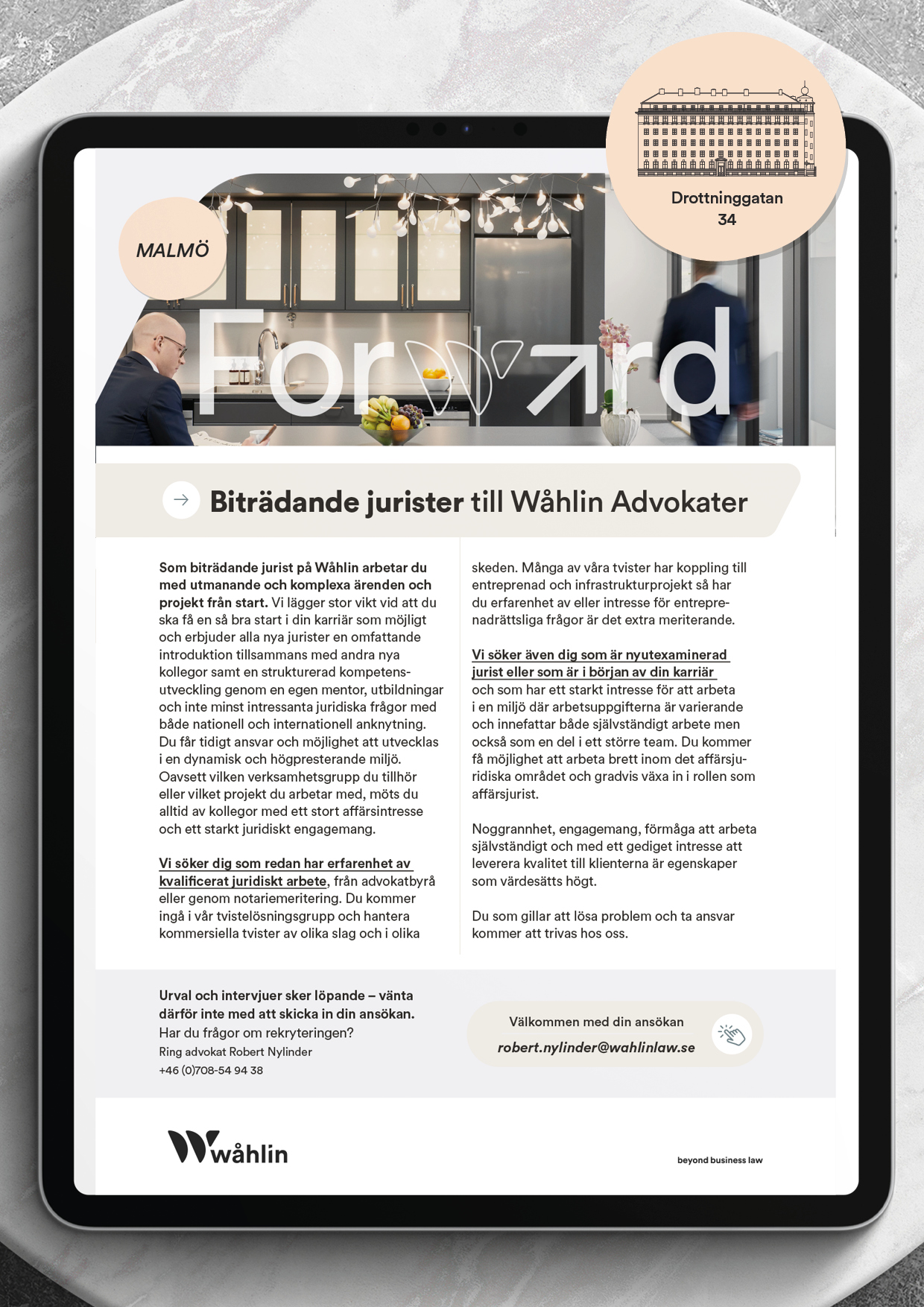 Biträdande jurister till Wåhlin Advokater i Malmö