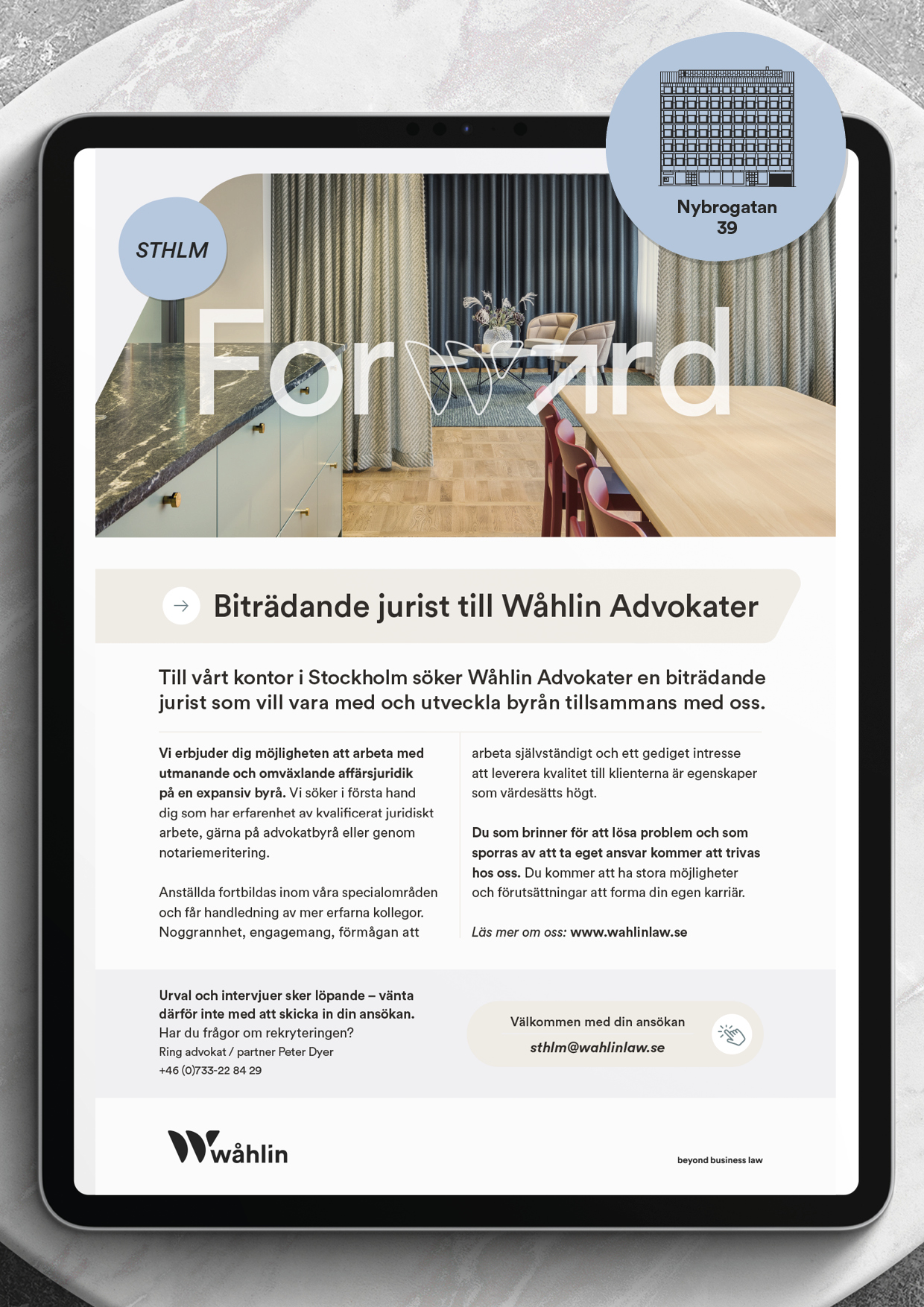 Biträdande jurist till Wåhlin Advokater i Stockholm