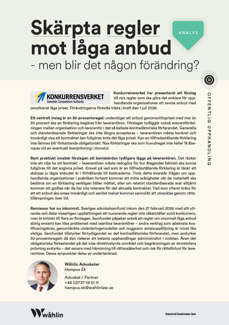 Skärpta regler mot låga anbud - men blir det någon förändring?